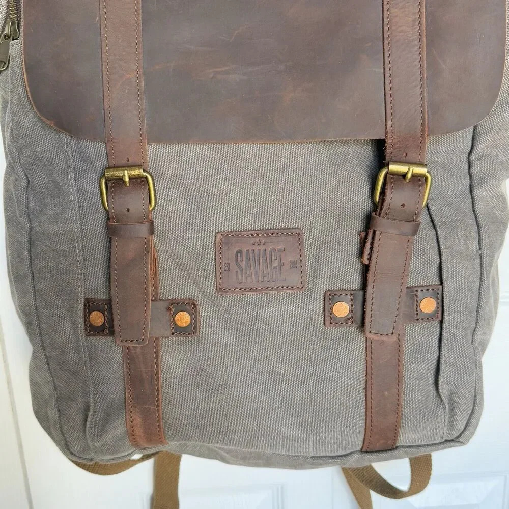 Rugged canvas hipster adventure backpack - Picture 3 of 16